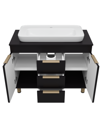 ENFIDA -100 Тумба напольная 3 ящ. черная мат. эмаль (Энфида)