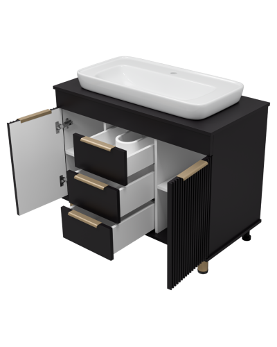 ENFIDA -100 Тумба напольная 3 ящ. черная мат. эмаль (Энфида)