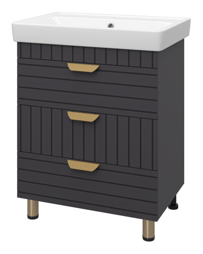 GLOSTER - 70 Тумба с 3 ящ. напольная, графит