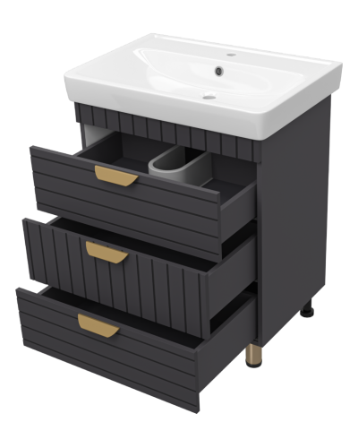 GLOSTER - 70 Тумба с 3 ящ. напольная, графит