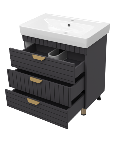 GLOSTER - 80 Тумба с 3 ящ. напольная, графит