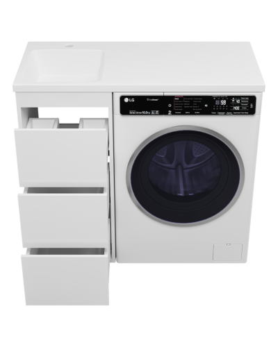 GRAFIT - 40 Тумба напольная 3 ящ. БЕЛАЯ под стиральную машину ПВХ