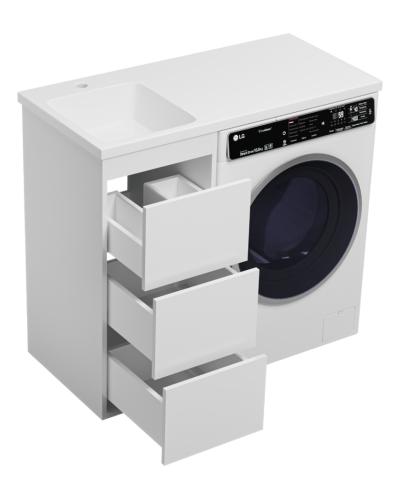 GRAFIT - 40 Тумба напольная 3 ящ. БЕЛАЯ под стиральную машину ПВХ