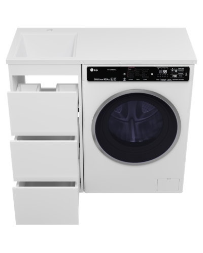 GRAFIT - 40 Тумба напольная 3 ящ. БЕЛАЯ под стиральную машину ПВХ