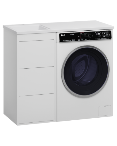 GRAFIT - 40 Тумба напольная 3 ящ. БЕЛАЯ под стиральную машину ПВХ