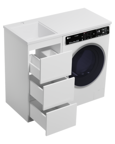 GRAFIT - 40 Тумба напольная 3 ящ. БЕЛАЯ под стиральную машину ПВХ