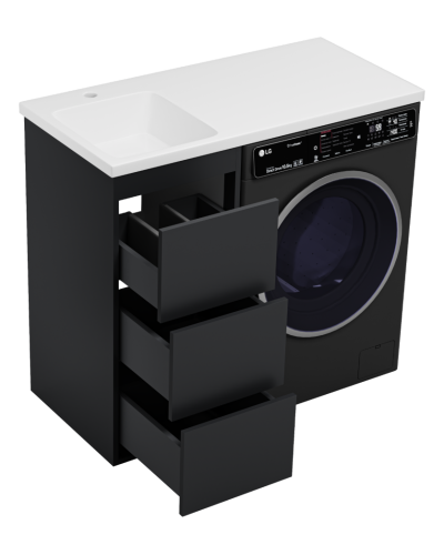 GRAFIT - 40 Тумба напольная 3 ящ. Графит, под стиральную машину ПВХ