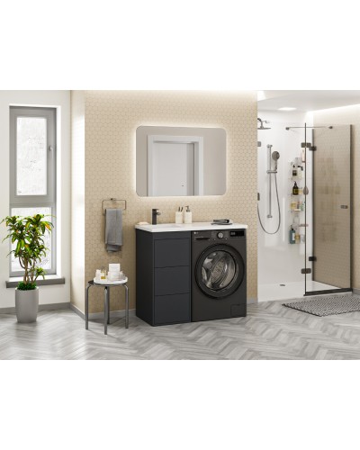 GRAFIT - 40 Тумба напольная 3 ящ. Графит, под стиральную машину ПВХ