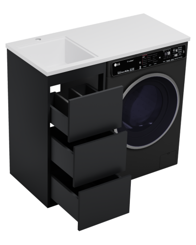 GRAFIT - 40 Тумба напольная 3 ящ. Графит, под стиральную машину ПВХ