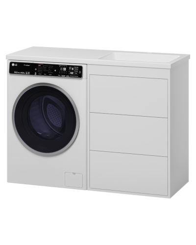 GRAFIT - 60 Тумба напольная 3 ящ. БЕЛАЯ под стиральную машину ПВХ