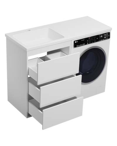 GRAFIT - 60 Тумба напольная 3 ящ. БЕЛАЯ под стиральную машину ПВХ