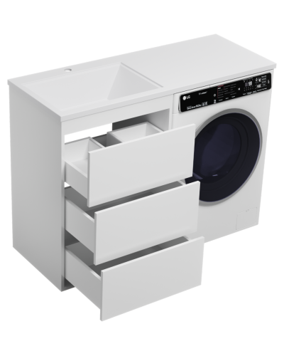 GRAFIT - 60 Тумба напольная 3 ящ. БЕЛАЯ под стиральную машину ПВХ