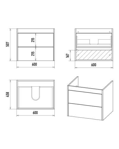 MONSOUR - 60 Тумба подвесная с 2 ящ.