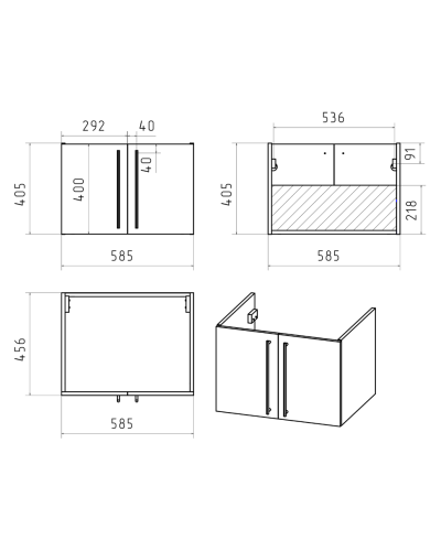 ROCK - 60 Тумба прямая подвесная темно-серый (Чикаго) ЛДСП О