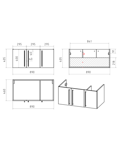 ROCK - 90 Тумба прямая подвесная темно-серый (Чикаго) ЛДСП