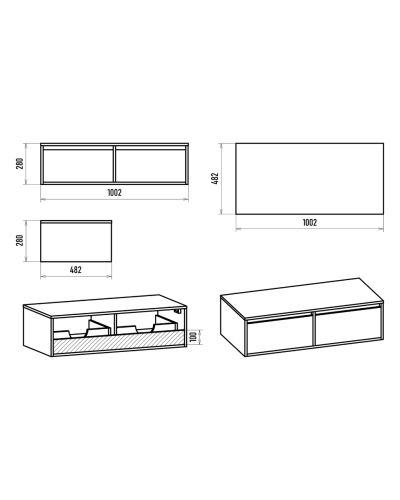 STONE - 100 Тумба подвесная 2 ящ. бетон (Стоун)