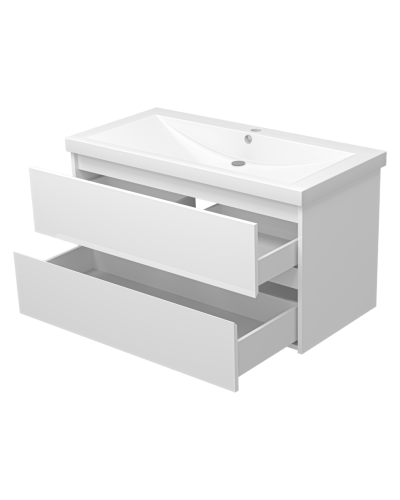 Алиса -100 тумба 2 ящ. подвесная белая эмаль