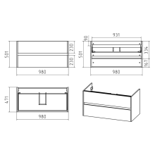 Алиса -100 тумба 2 ящ. подвесная белая эмаль