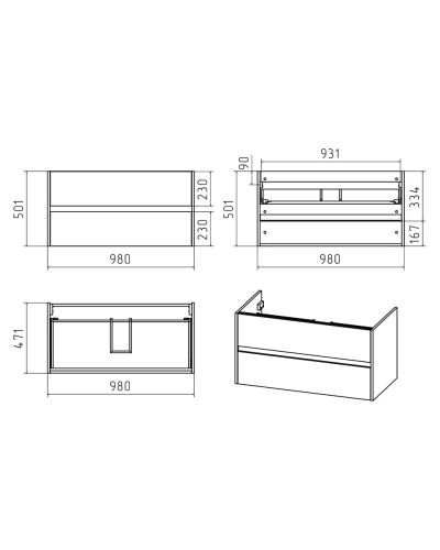 Алиса -100 тумба 2 ящ. подвесная белая эмаль