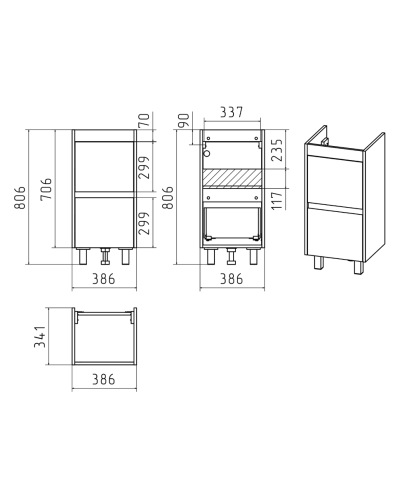 Алиса - 40 тумба 1 ящ. напольная белая эмаль