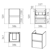 Алиса - 40 тумба 2 ящ. подвесная белая эмаль