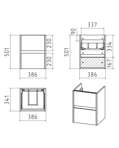Алиса - 40 тумба 2 ящ. подвесная белая эмаль