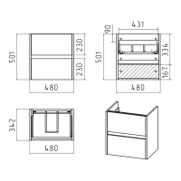 Алиса - 50 тумба 2 ящ. подвесная белая эмаль
