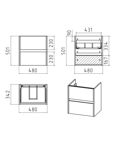 Алиса - 50 тумба 2 ящ. подвесная белая эмаль