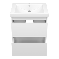 Алиса - 58 тумба 2 ящ. подвесная белая эмаль