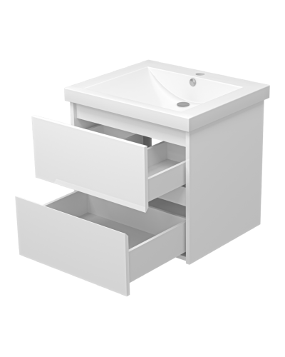 Алиса - 58 тумба 2 ящ. подвесная белая эмаль