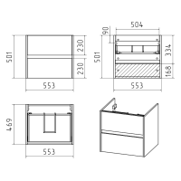Алиса - 58 тумба 2 ящ. подвесная белая эмаль