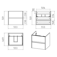Алиса - 58 тумба 2 ящ. подвесная белая эмаль