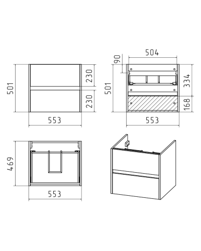 Алиса - 58 тумба 2 ящ. подвесная белая эмаль