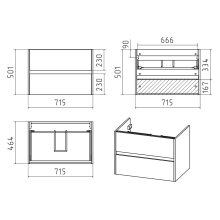 Алиса - 75 тумба 2 ящ. подвесная белая эмаль