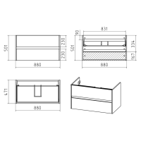 Алиса - 90 тумба 2 ящ. подвесная белая эмаль