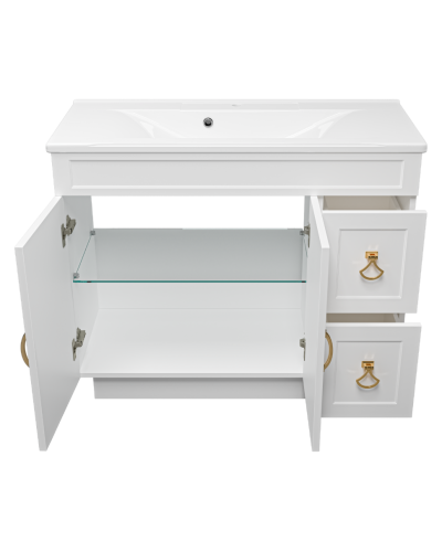 Амбра -100 Тумба белая с 2 ящ.