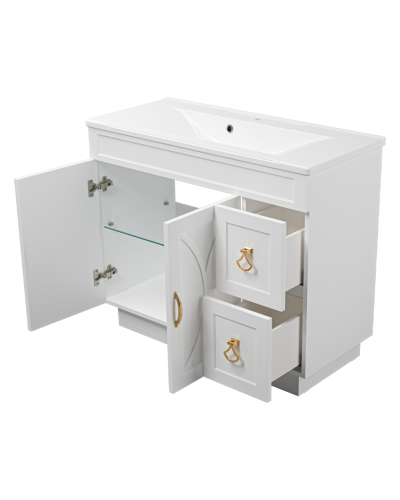 Амбра -100 Тумба белая с 2 ящ.