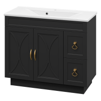 Амбра -100 Тумба черная матовая с 2 ящ.