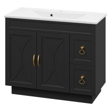 Амбра -100 Тумба черная матовая с 2 ящ.