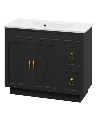 Амбра -100 Тумба черная матовая с 2 ящ.