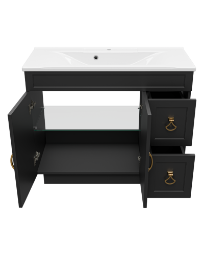 Амбра -100 Тумба черная матовая с 2 ящ.