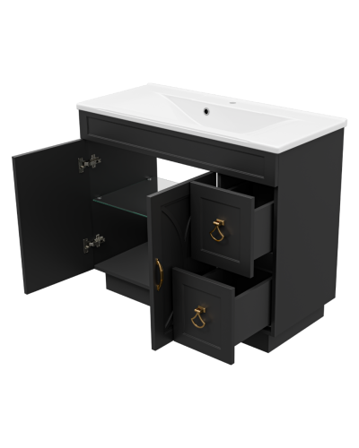 Амбра -100 Тумба черная матовая с 2 ящ.