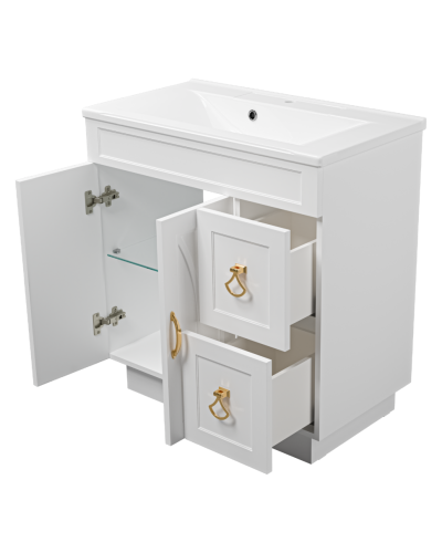 Амбра - 80 тумба белая с 2 ящ.