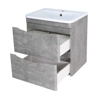 Атлантик -100 Тумба подвесная с 2 ящ. закруг. края серый камень