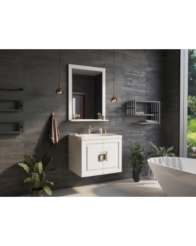 Галвер - 60 Тумба прямая подвесная белая