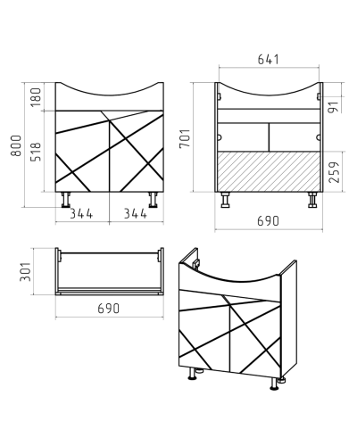 Грани - 70 Тумба напольная прямая (эмаль)