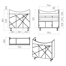 Грани - 80 Тумба напольная прямая (эмаль)