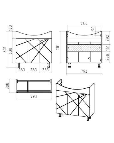 Грани - 80 Тумба напольная прямая (эмаль)