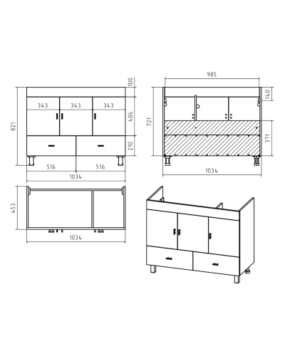 Дива -105 Тумба белая с 2 ящ.