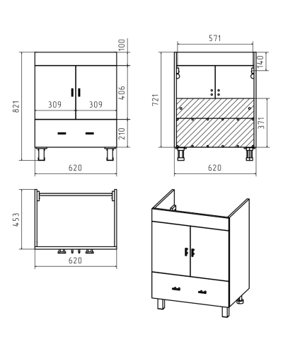 Дива - 65 Тумба белая с 1 ящ.